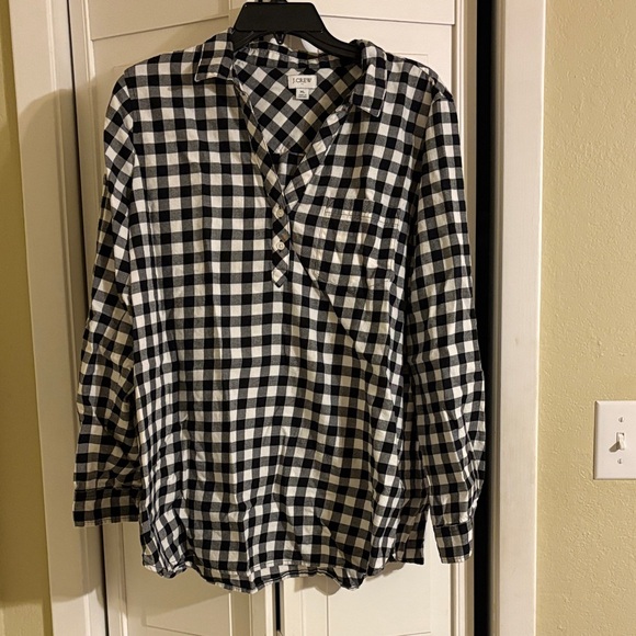 J.Crew Factory Gingham Black and White Button Down Shirt - Picture 1 of 4